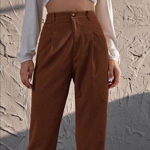 brown corduroy straight leg pants from SHEIN